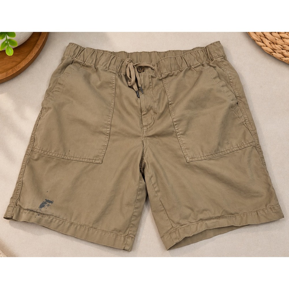 Men's Khaki Drawstring Casual Shorts Light Tan Size (Measure) – Flaw Shown